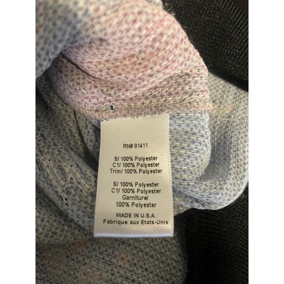 Clover Canyon Womens Small Sequin Plaid Floral Sweatshirt Blue Pink Lightweight - Picture 4 of 8